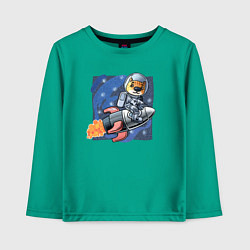 Детский лонгслив Котик-космонавт летит на ракете