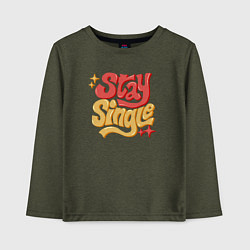Лонгслив хлопковый детский Stay single, цвет: меланж-хаки