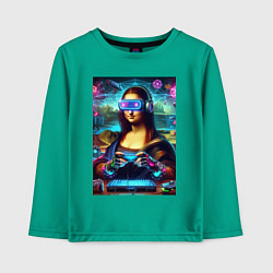 Детский лонгслив Mona Lisa is an avid gamer - cyberpunk