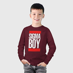 Лонгслив хлопковый детский Sigma boy, цвет: меланж-бордовый — фото 2