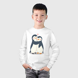 Лонгслив хлопковый детский Пингвинчики обнимаются, цвет: белый — фото 2