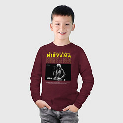 Лонгслив хлопковый детский Курт Кобейн Nirvana, цвет: меланж-бордовый — фото 2