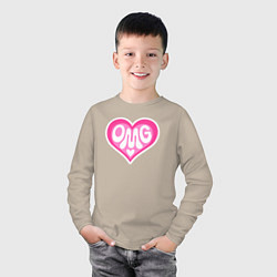 Лонгслив хлопковый детский Oh my god love, цвет: миндальный — фото 2
