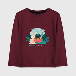 Детский лонгслив Пасхальный кролик с надписью