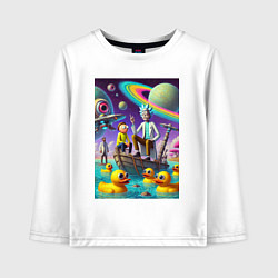 Детский лонгслив Рик и Морти в лодке - сюрреализм