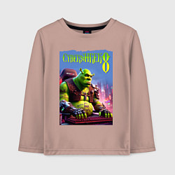 Детский лонгслив Кибер Шрек в татухах - прикол