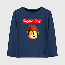 Детский лонгслив Sigma boy roblox head - мем Роблокс Сигма бой