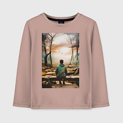 Детский лонгслив Мальчик на скамейке