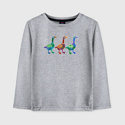 Лонгслив хлопковый детский Гуси декоративные фактурные, цвет: меланж