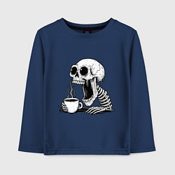 Детский лонгслив Skeleton with coffee