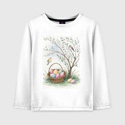Детский лонгслив Пасхальная открытка, акварель