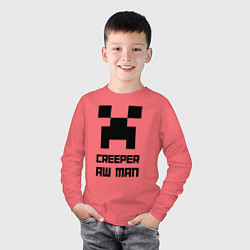 Лонгслив хлопковый детский Creeper Aw Man, Майнкрафт мем, цвет: коралловый — фото 2