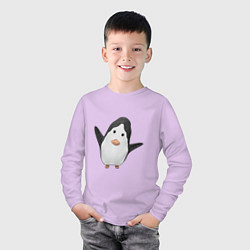 Лонгслив хлопковый детский Cartoon penguin, цвет: лаванда — фото 2