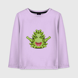 Детский лонгслив Cartoon monster with spikes green