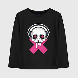 Детский лонгслив Череп в наушниках