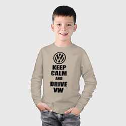 Лонгслив хлопковый детский Keep Calm & Drive VW, цвет: миндальный — фото 2