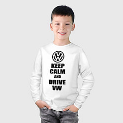 Лонгслив хлопковый детский Keep Calm & Drive VW, цвет: белый — фото 2
