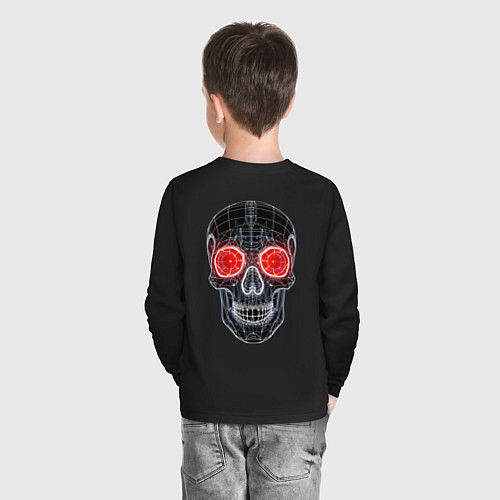 Детский лонгслив Halloween skull / Черный – фото 4