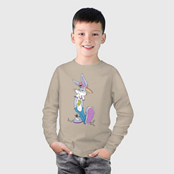 Лонгслив хлопковый детский Bugs Bunny in the sneakers, цвет: миндальный — фото 2
