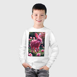 Лонгслив хлопковый детский Кролик из роз, цвет: белый — фото 2