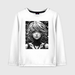 Детский лонгслив Аниме портрет девушки в черно-белом цвете