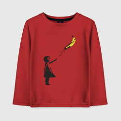 Лонгслив хлопковый детский Девочка и банан, цвет: красный