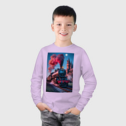 Лонгслив хлопковый детский Хогвартс-Экспресс, цвет: лаванда — фото 2
