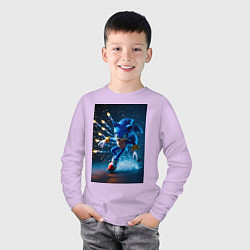 Лонгслив хлопковый детский Соник убегает от ракет, цвет: лаванда — фото 2