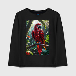 Лонгслив хлопковый детский Попугай из драгоценных камней, цвет: черный
