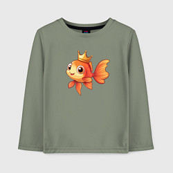 Детский лонгслив Мультяшная золотая рыбка в короне