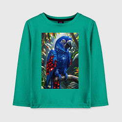 Лонгслив хлопковый детский Попугай из драгоценных камней, цвет: зеленый