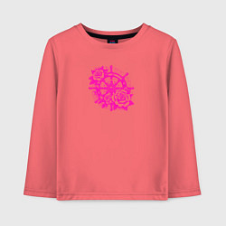 Детский лонгслив Штурвал в розах розового цвета