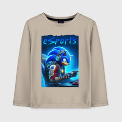 Детский лонгслив Hedgehog Sonic is esports player - neon glow
