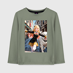 Лонгслив хлопковый детский Марин Китагава косплей Ани Форджер, цвет: авокадо