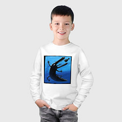 Лонгслив хлопковый детский Крокодил ловит еду, цвет: белый — фото 2