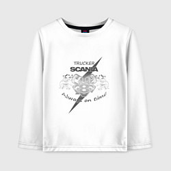 Лонгслив хлопковый детский Scania always on time, цвет: белый