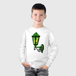 Лонгслив хлопковый детский Зелёный уличный фонарь, цвет: белый — фото 2