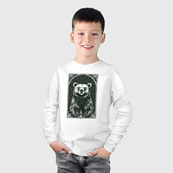 Лонгслив хлопковый детский Мишка с паттерном, цвет: белый — фото 2