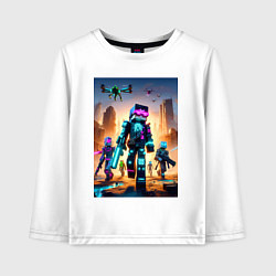 Лонгслив хлопковый детский Minecraft - cyberpunk ai art fantasy, цвет: белый