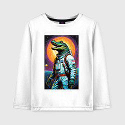 Детский лонгслив Крокодил бравый космонавт - нейроарт