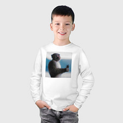 Лонгслив хлопковый детский Важный звонок, цвет: белый — фото 2