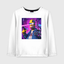 Лонгслив хлопковый детский Кибер Гомер Симпсон, цвет: белый