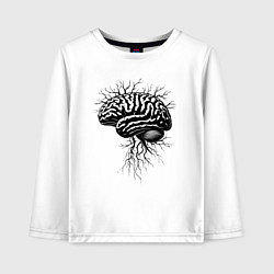 Лонгслив хлопковый детский Мозг-дерево, цвет: белый