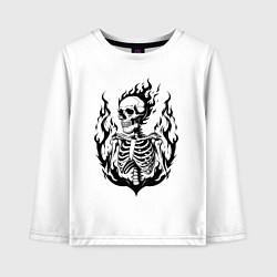 Детский лонгслив Огненный скелет