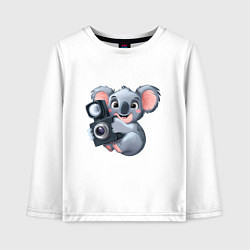 Лонгслив хлопковый детский Коала фотограф, цвет: белый