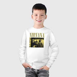 Лонгслив хлопковый детский Nirvana foto band, цвет: белый — фото 2