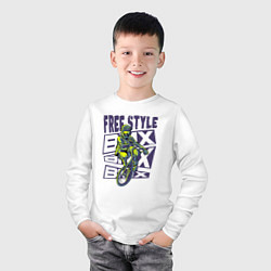 Лонгслив хлопковый детский BMX free style, цвет: белый — фото 2