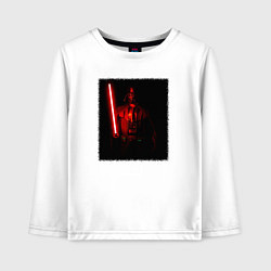 Лонгслив хлопковый детский Вейдер с мечом во тьме, цвет: белый