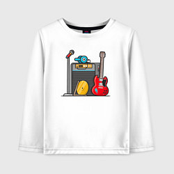 Лонгслив хлопковый детский Music studio, цвет: белый