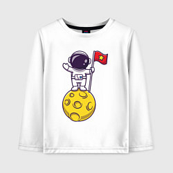 Лонгслив хлопковый детский Космонавтик на луне, цвет: белый